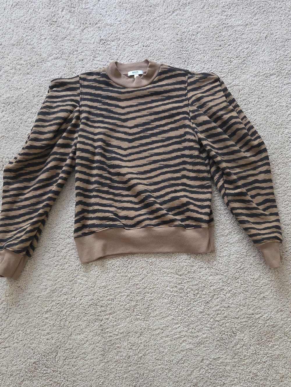 Agolde Brown and Black Zebra-Stripe Crewneck Sweater
